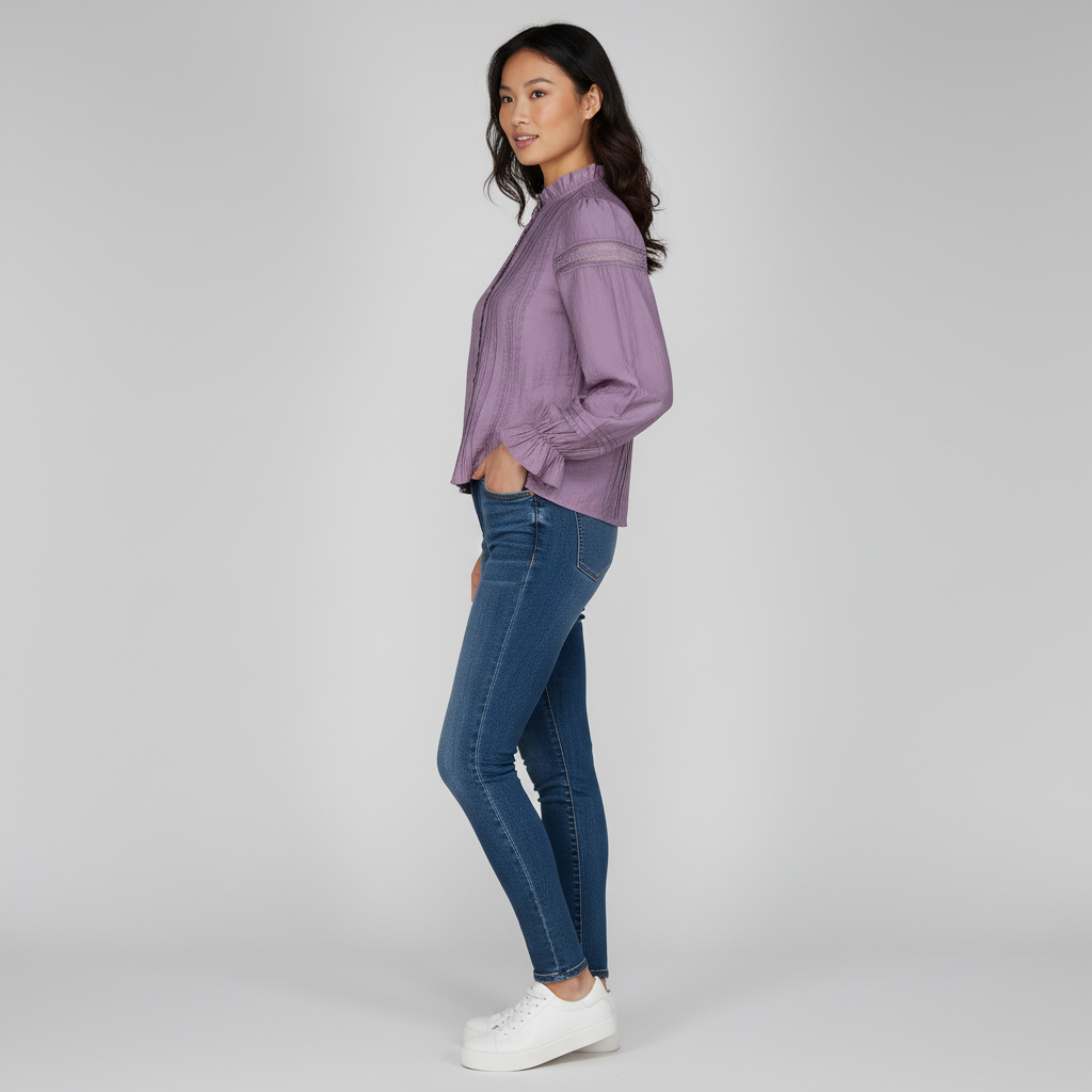 Woven Solid Full Sleeve Top