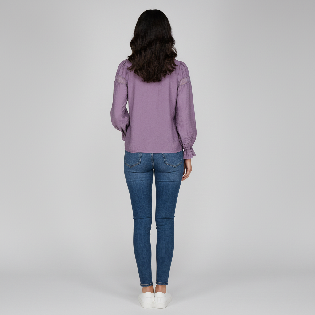 Woven Solid Full Sleeve Top