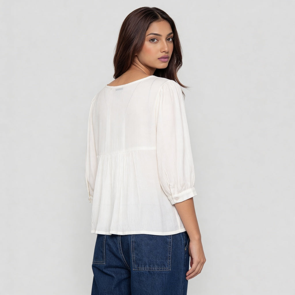 Woven Embroidered Top