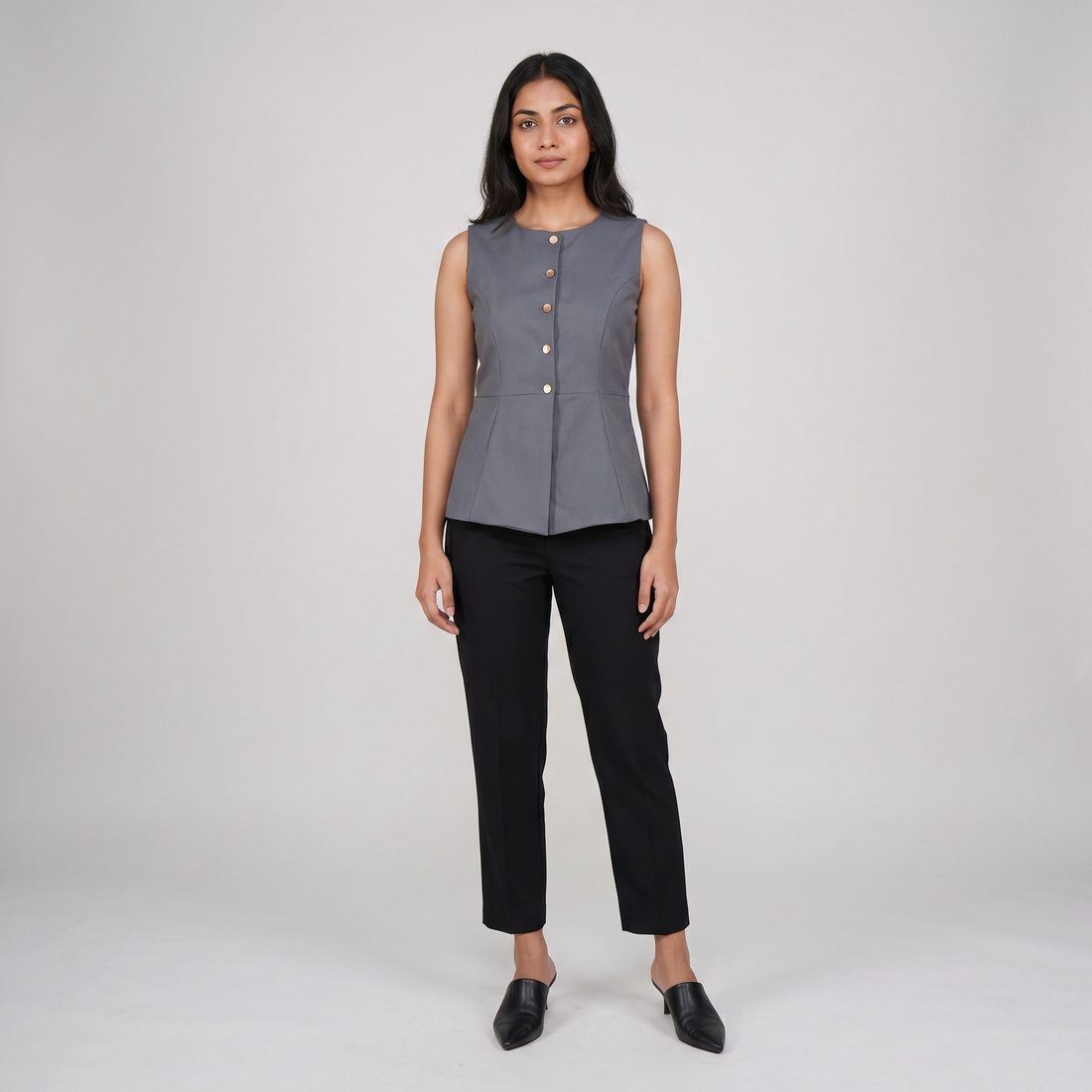 Woven Solid Slim Fit Top