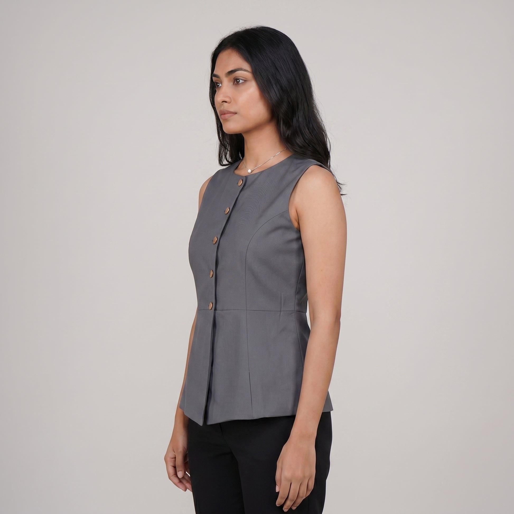Woven Solid Slim Fit Top