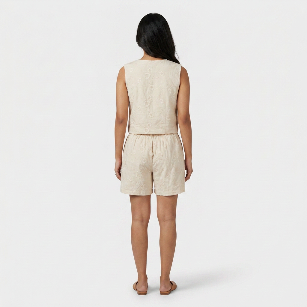 Cotton Embroidered V-Neck Top