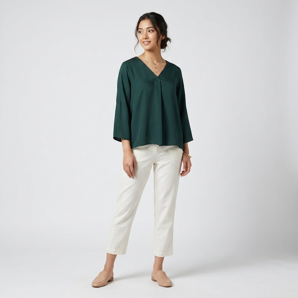 Solid V-Neck Top