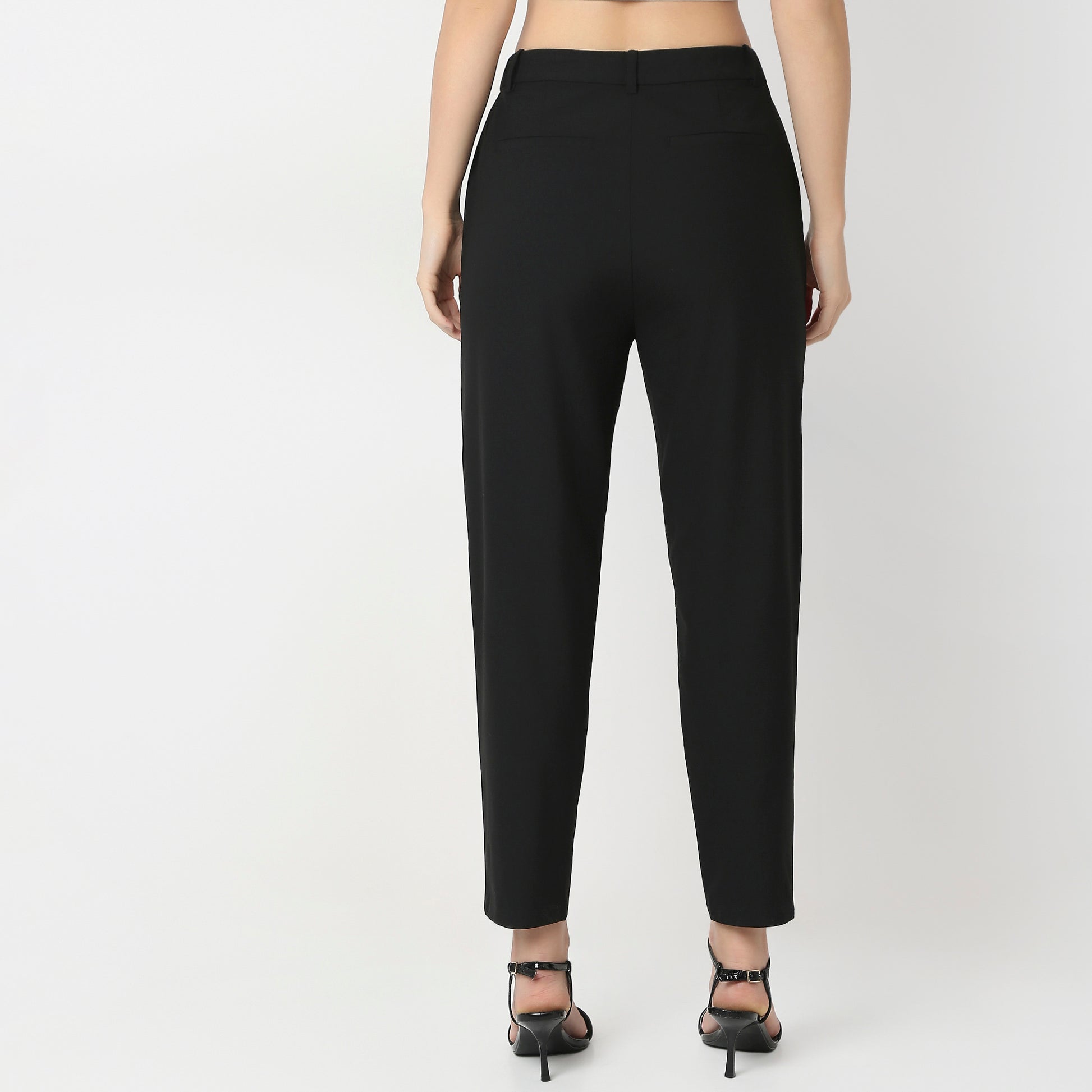 Slim Fit Solid Smart Casual Trousers