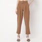 Ankle Length Front Pleated Buckle Belt High Rise Trousers