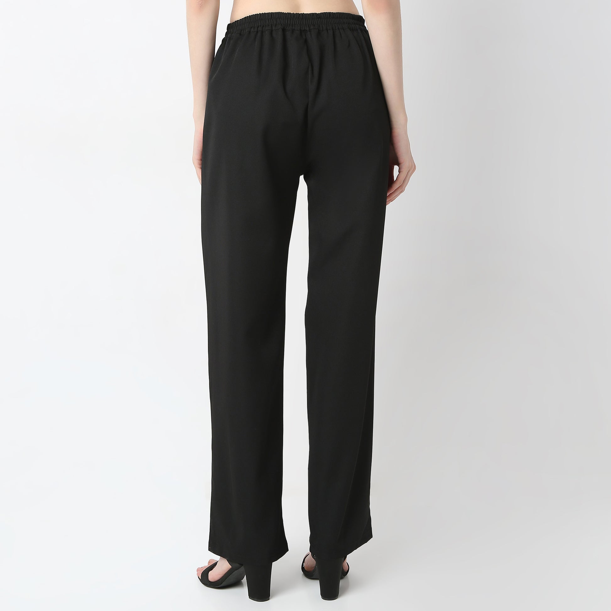 Regular Fit Solid High Rise Trousers