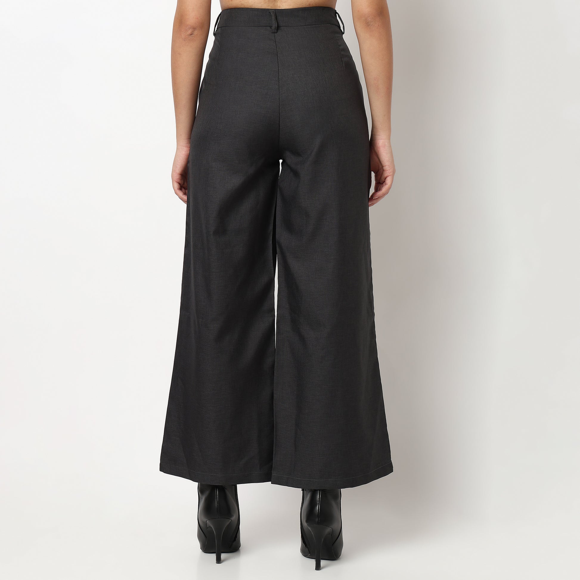 Buy Women Straight Fit Solid Regular Length Mid Rise Trousers  - Style Union
