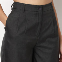 Buy Women Straight Fit Solid Regular Length Mid Rise Trousers  - Style Union