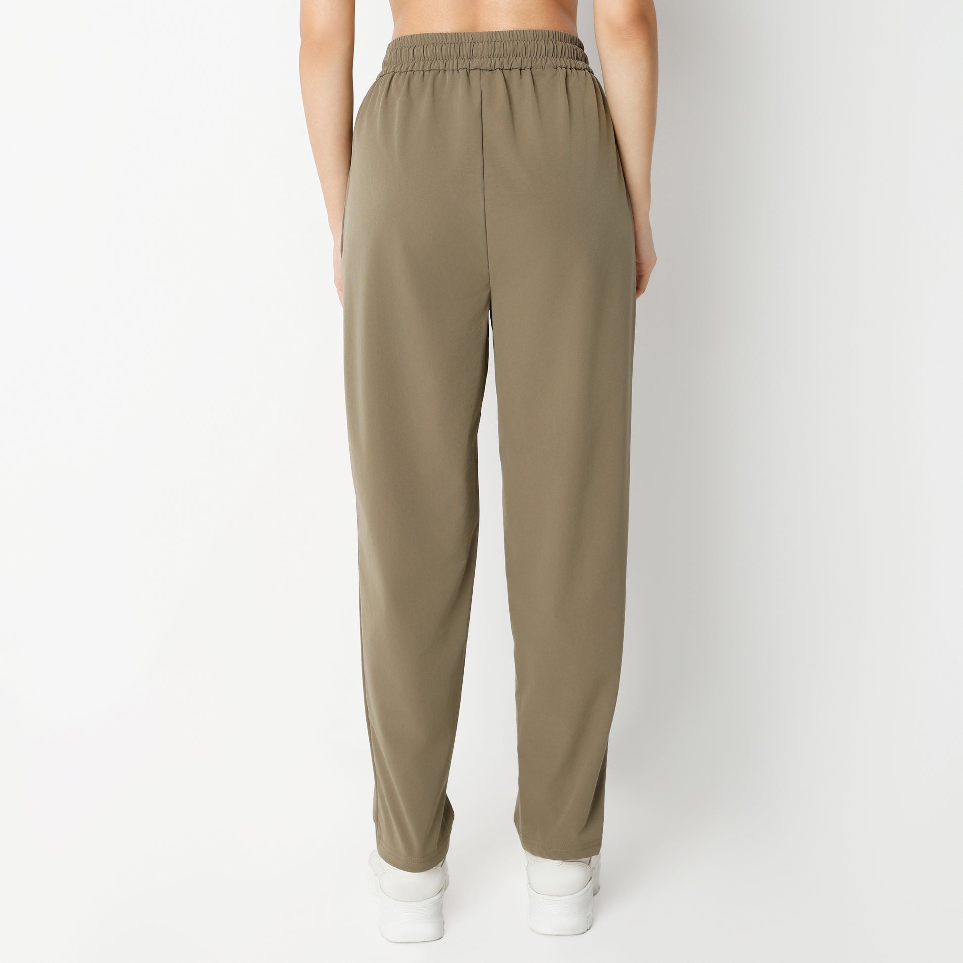 Regular Fit Solid Mid Rise Trousers