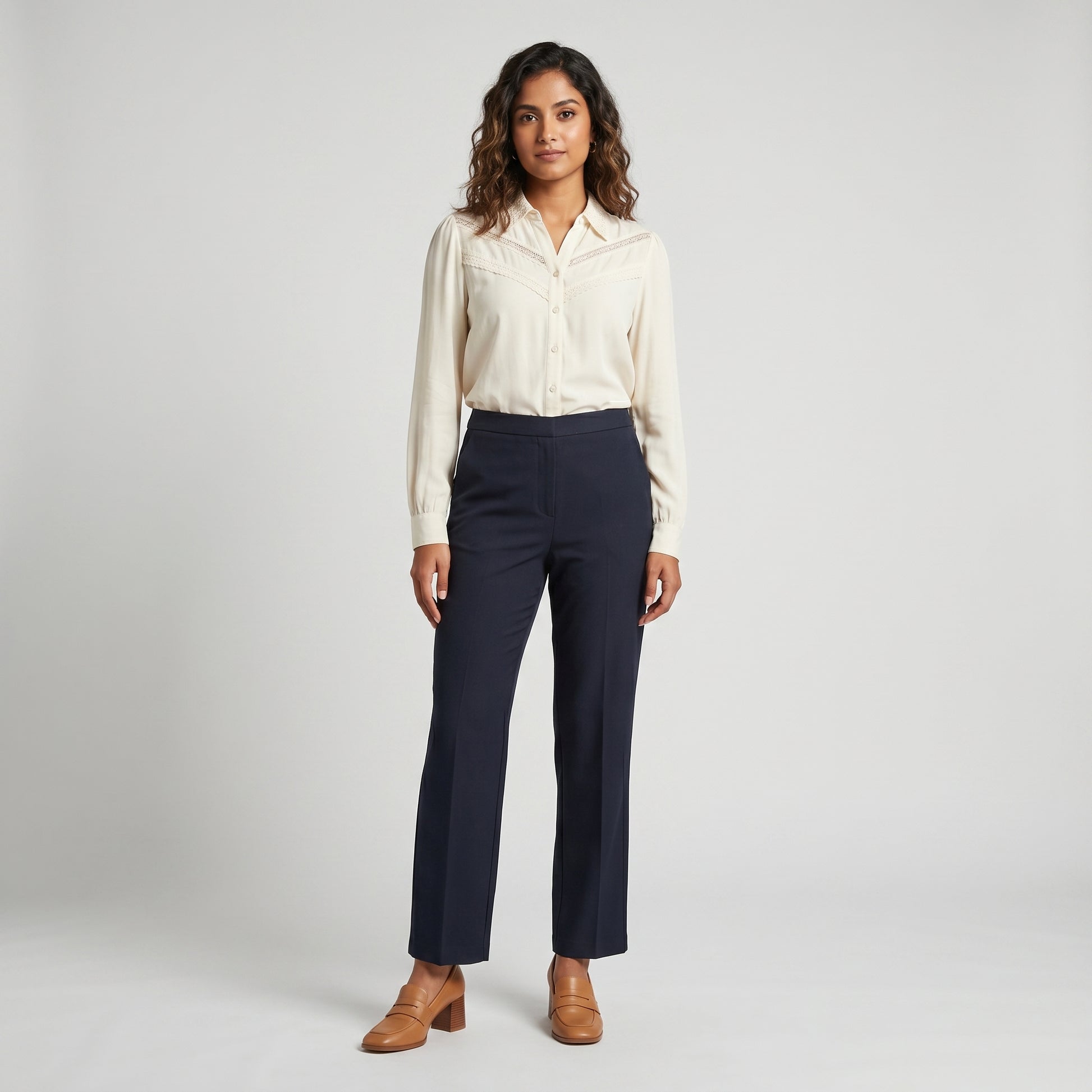 Knitted Solid High Rise Trousers