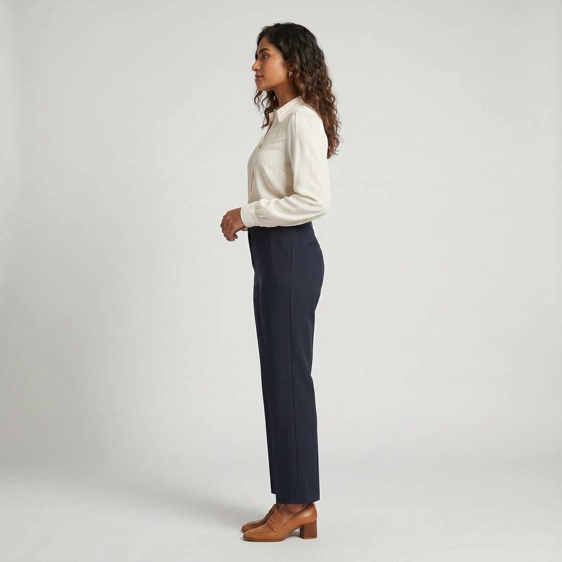 Knitted Solid High Rise Trousers