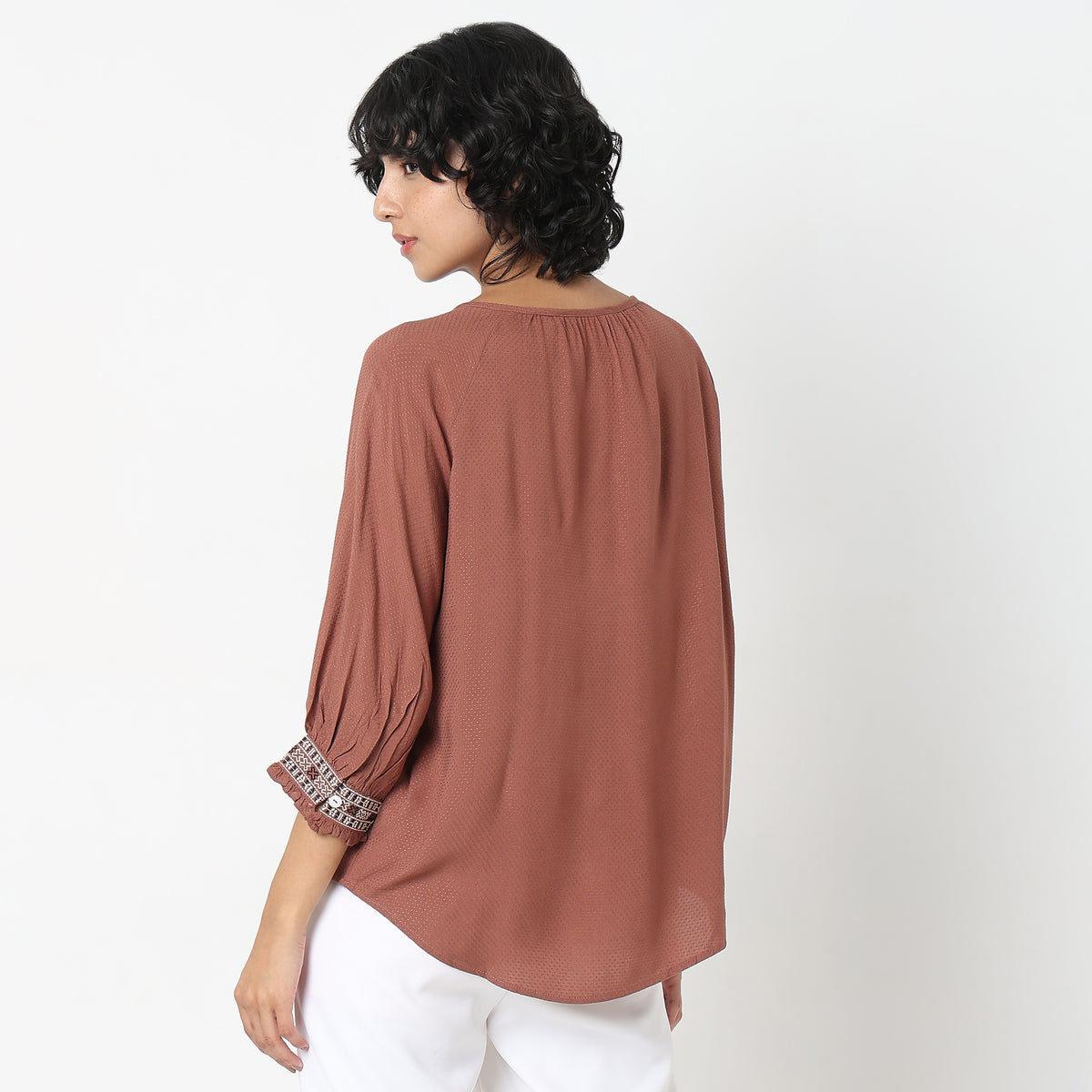 Regular Fit Embroidered Top