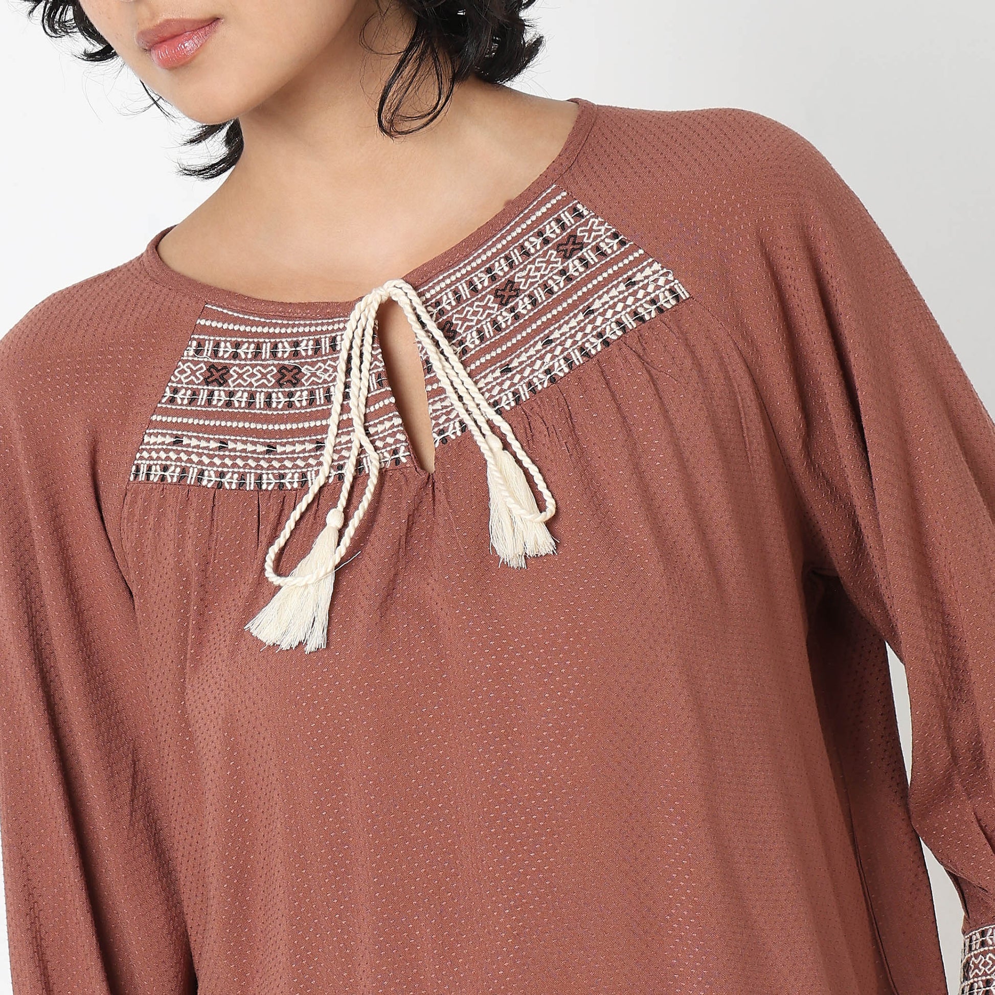 Regular Fit Embroidered Top