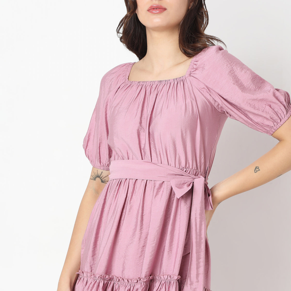 Flare Fit Solid Dress