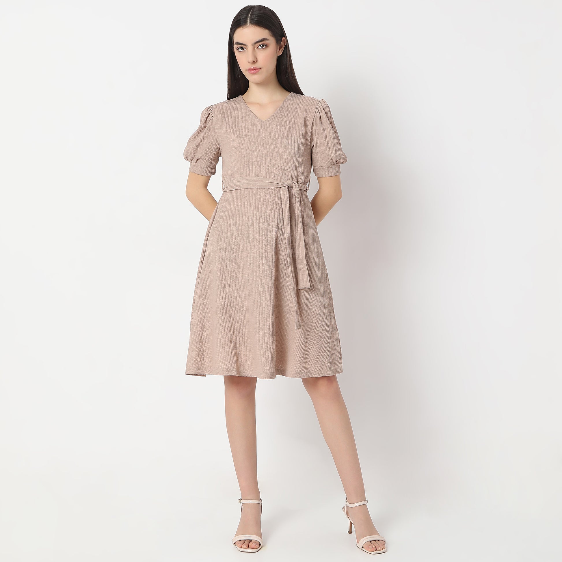 Flare Fit Solid Dress