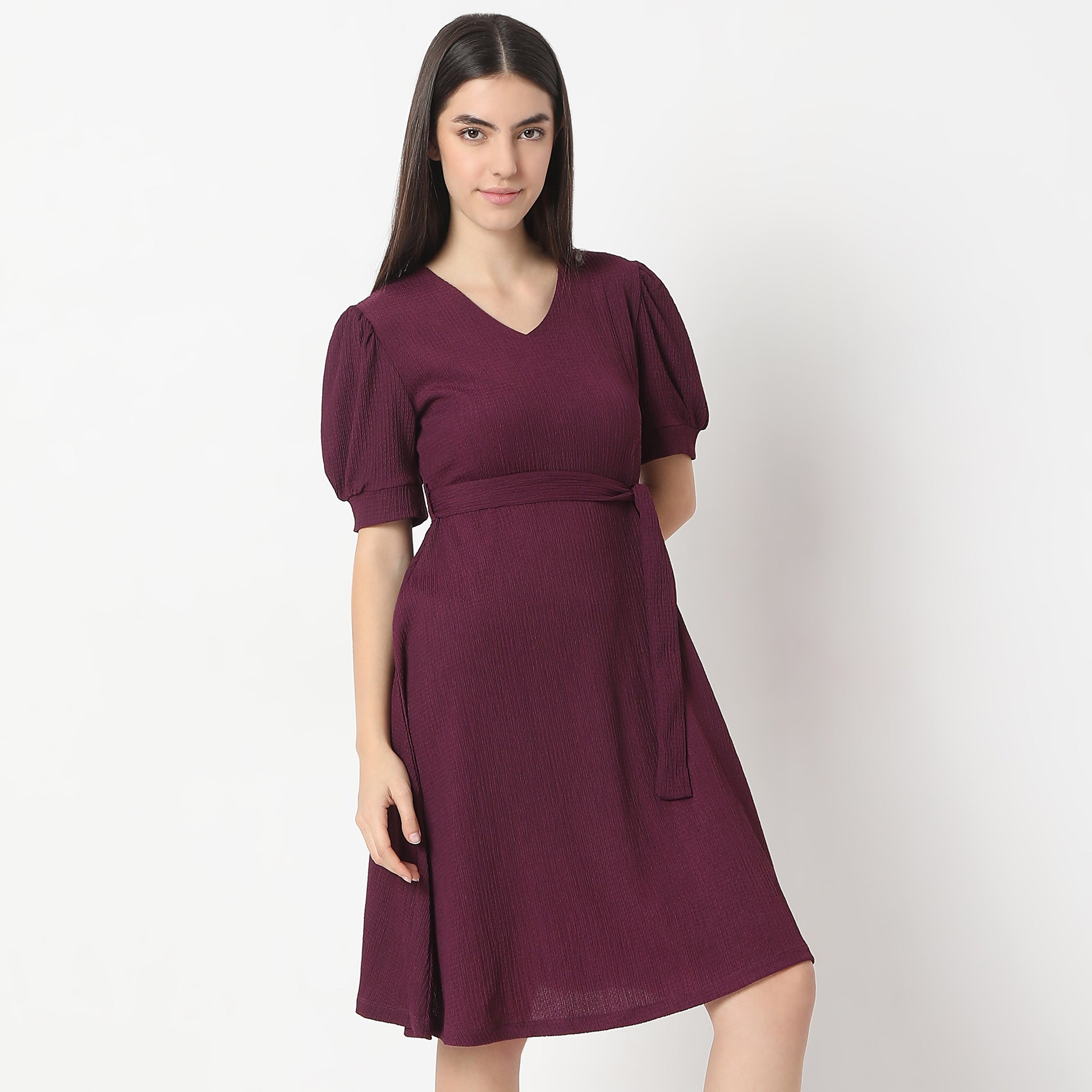 Flare Fit Solid Dress