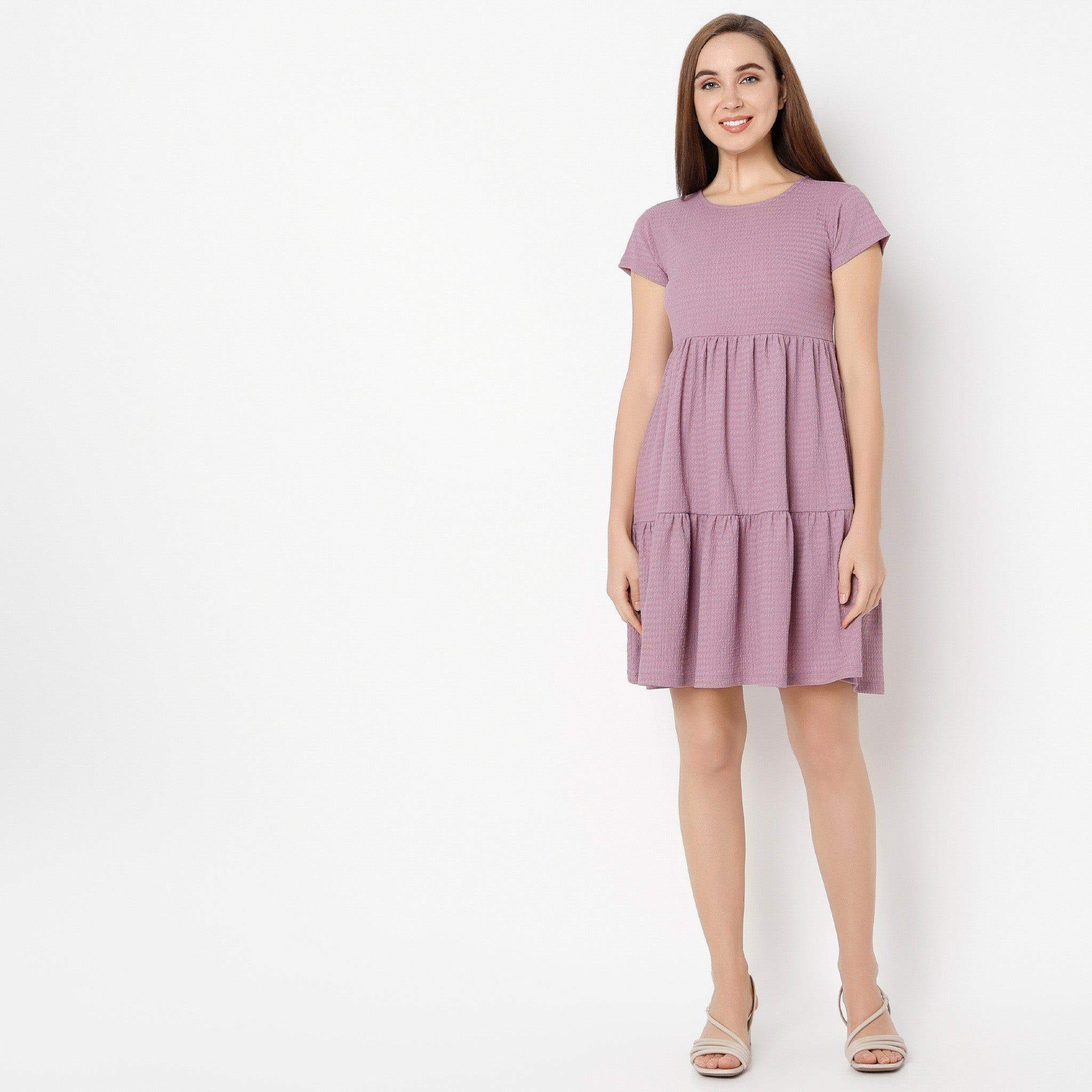 Flare Fit Solid Dress