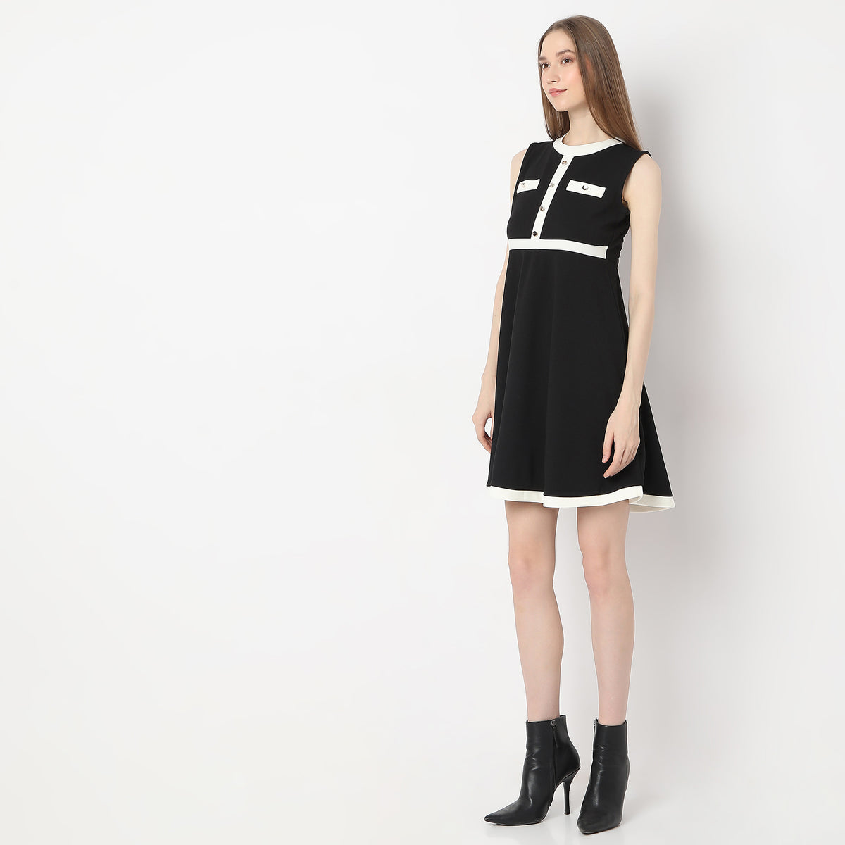 Above Knee Flared Button Betty Dress