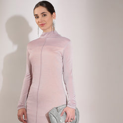 Ankle Length Full Sleeve with Mock Turtle Neck Shimmer Sheith Party Dress