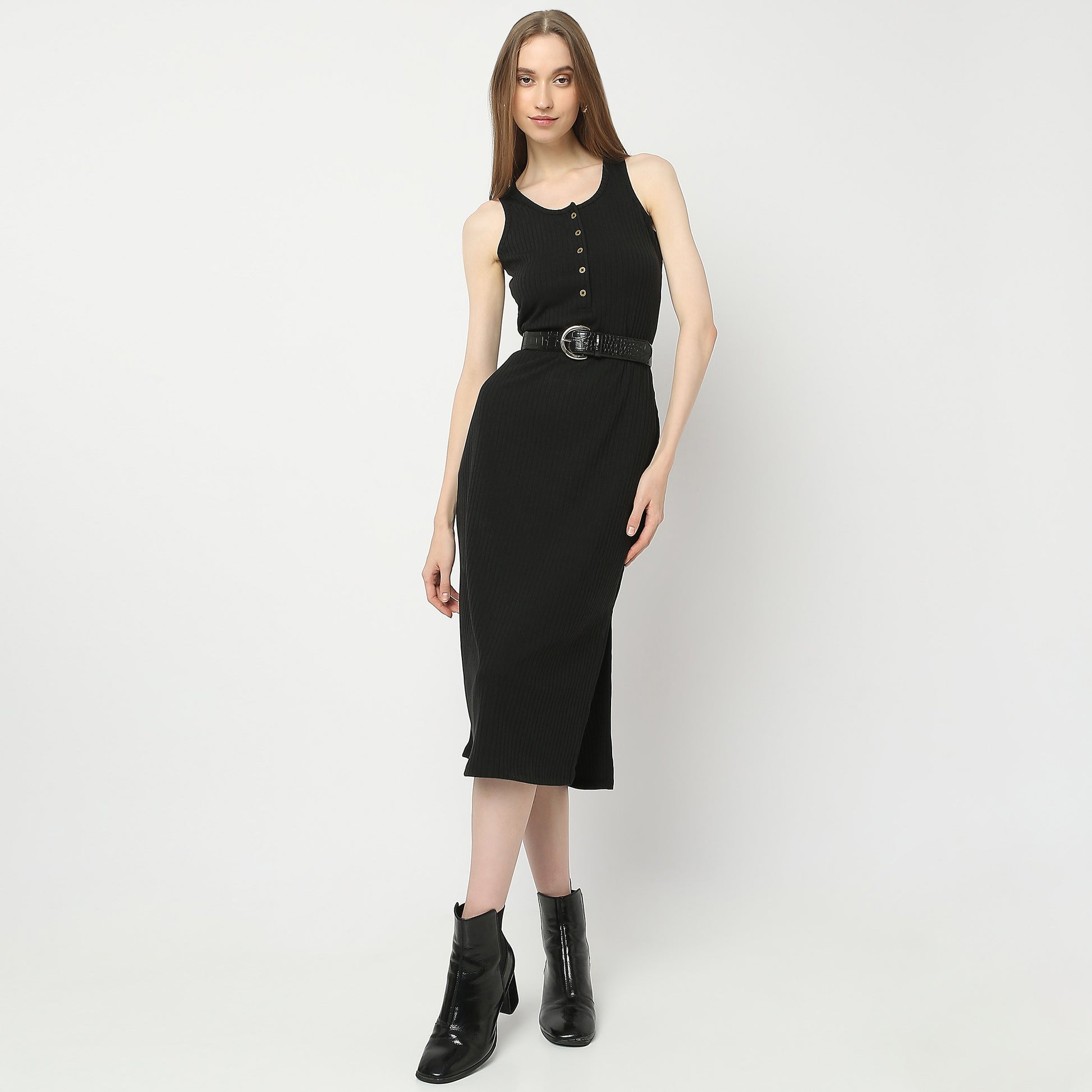 Slim Fit Solid Dress