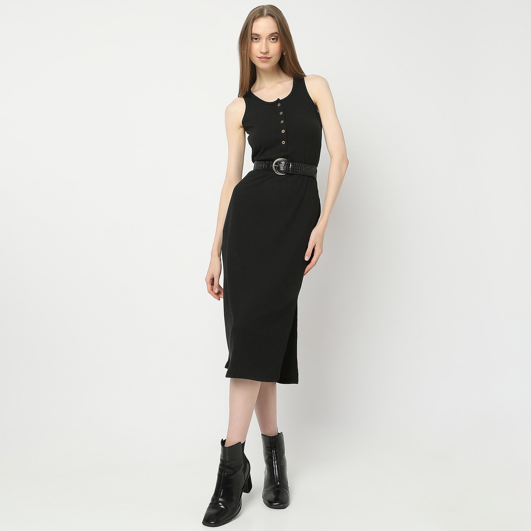 Slim Fit Solid Dress