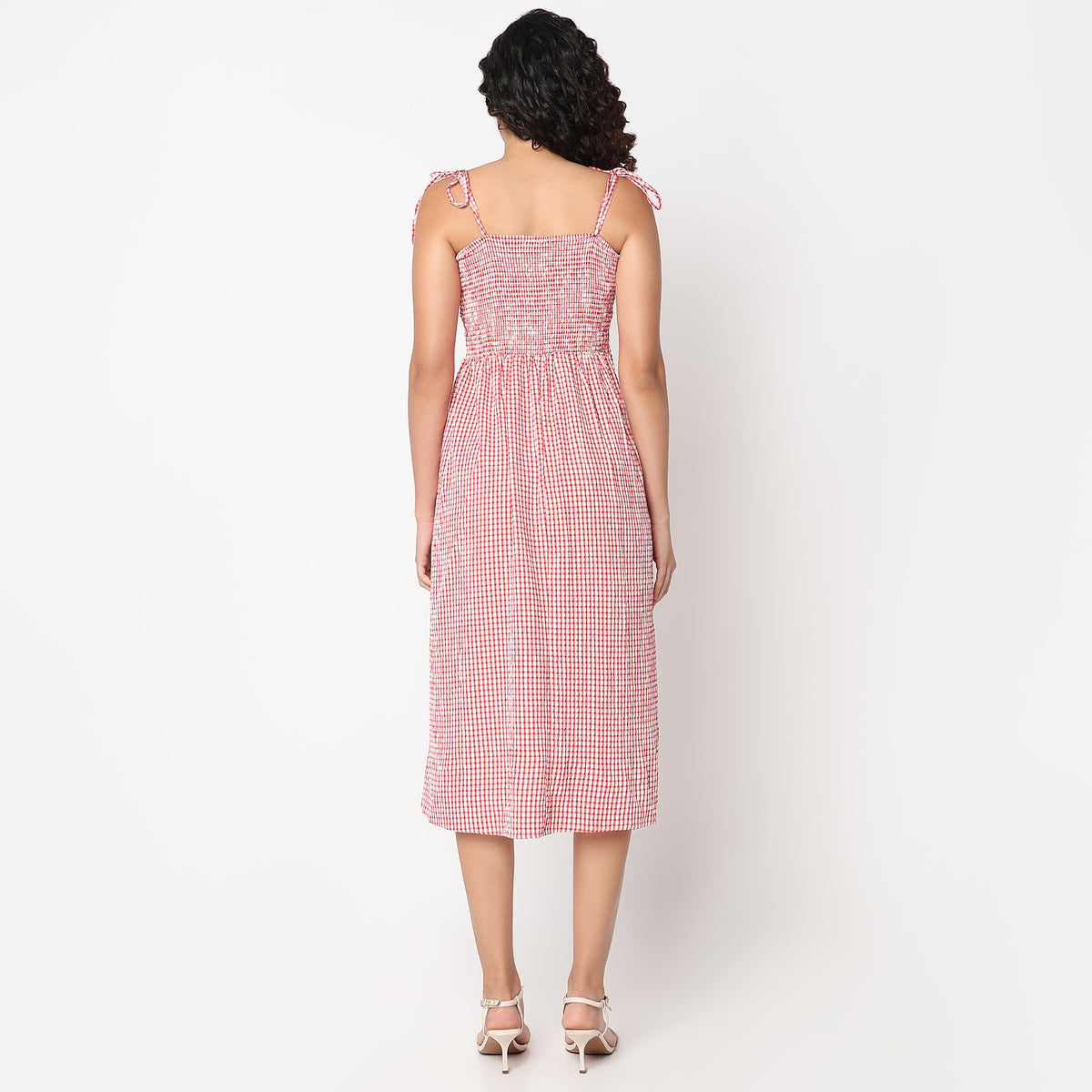Betty Dress with Tie Up  Straps and Square Neckline