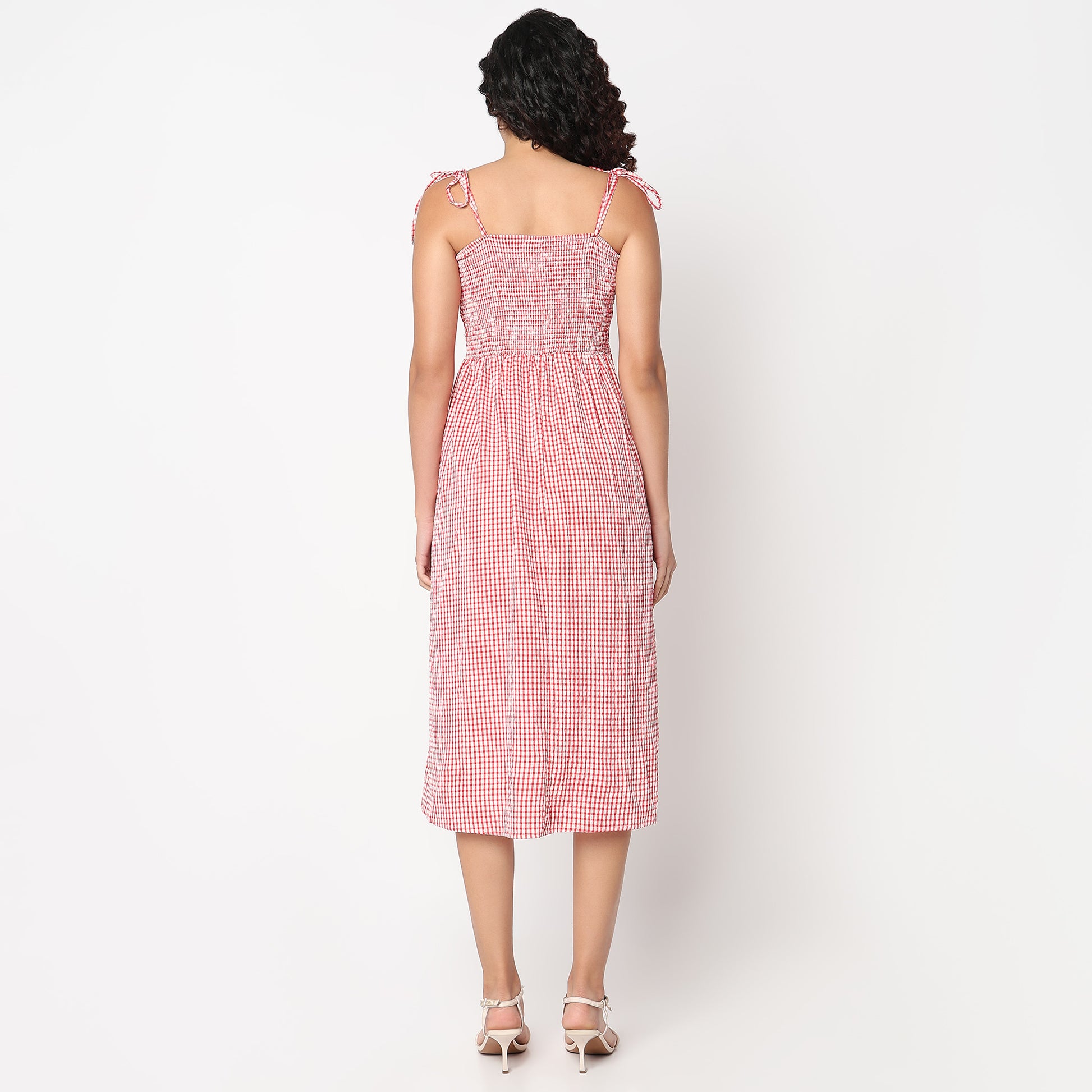 Betty Dress with Tie Up  Straps and Square Neckline