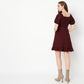 Flare Fit Solid Sweetheart Neck Dress