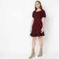 Flare Fit Solid Sweetheart Neck Dress