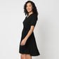 Betty V-Neck Short Dress with Belt Detail At Waist