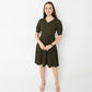 Betty V-Neck Short Dress with Belt Detail At Waist