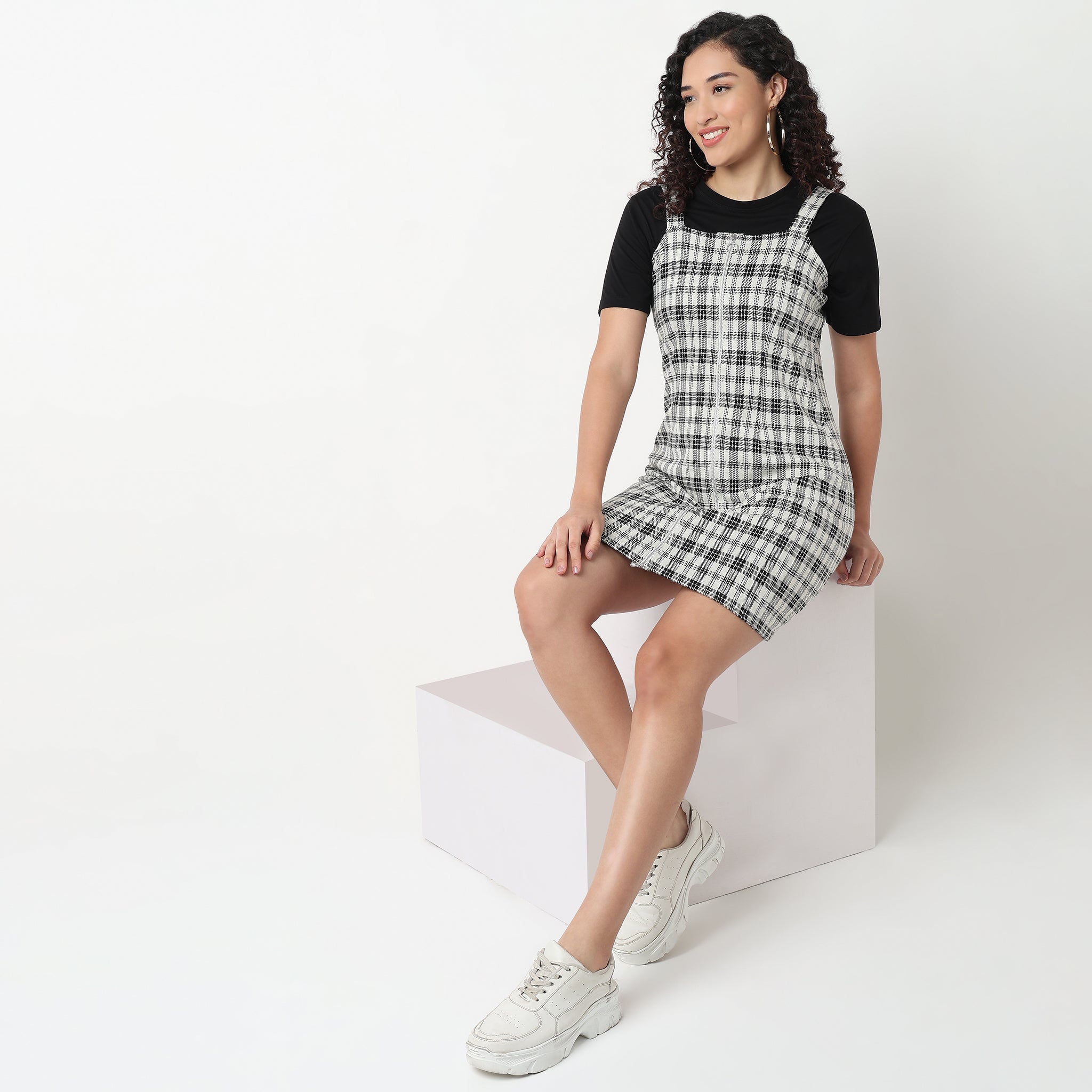 Checkered Cotton Polyester Dress