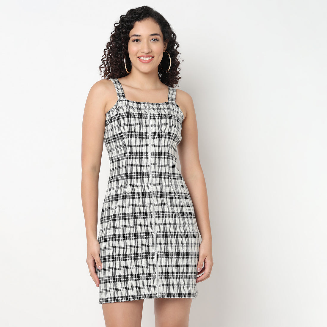 Checkered Cotton Polyester Dress