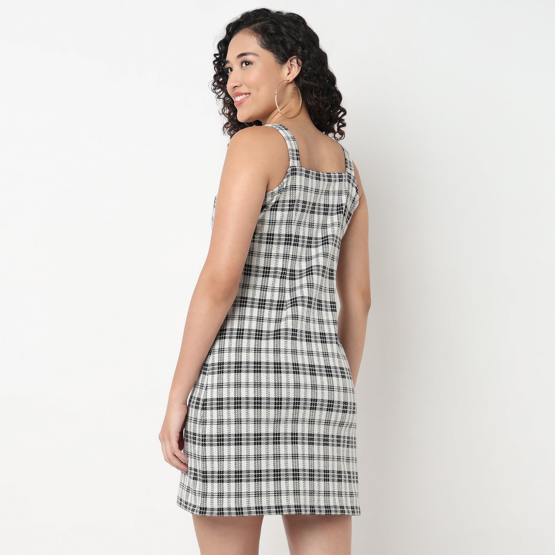 Checkered Cotton Polyester Dress