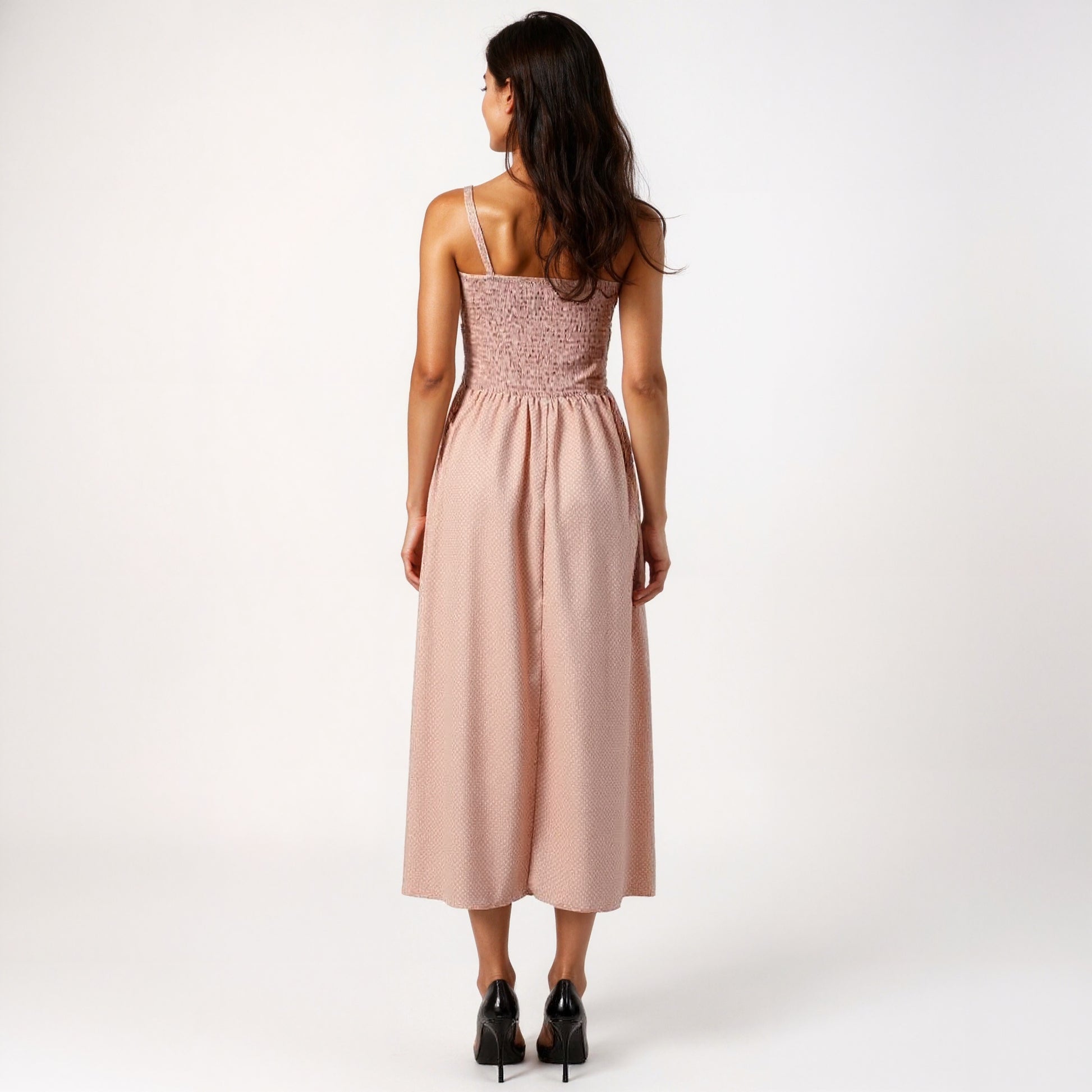 All Over Polka Print Dress and Strap Detail On Sleeve