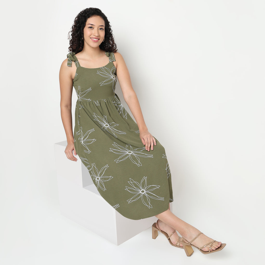 Buy Women Flare Fit Floral Sleeveless Dress  - Style Union