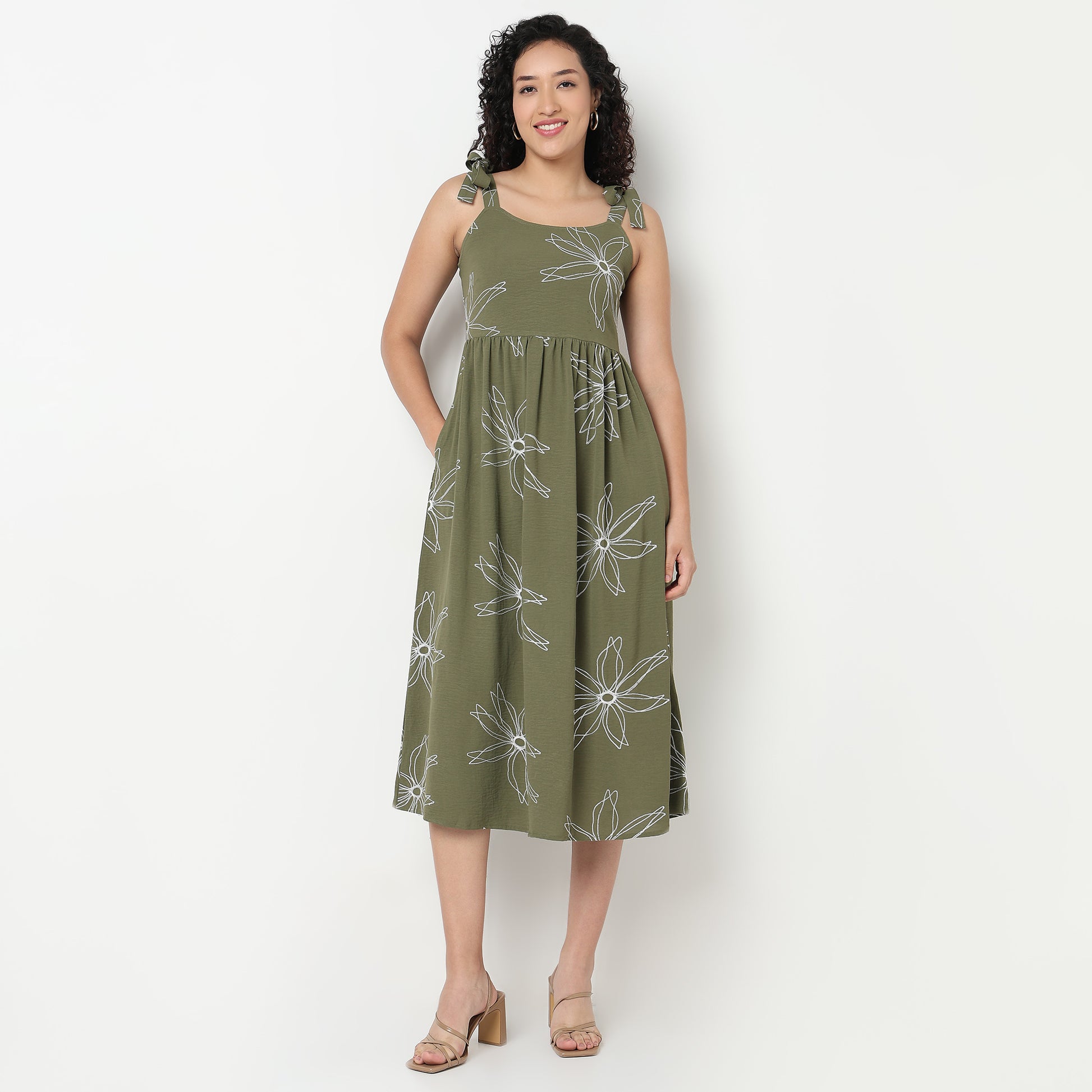 Buy Women Flare Fit Floral Sleeveless Dress  - Style Union