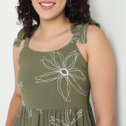 Buy Women Flare Fit Floral Sleeveless Dress  - Style Union