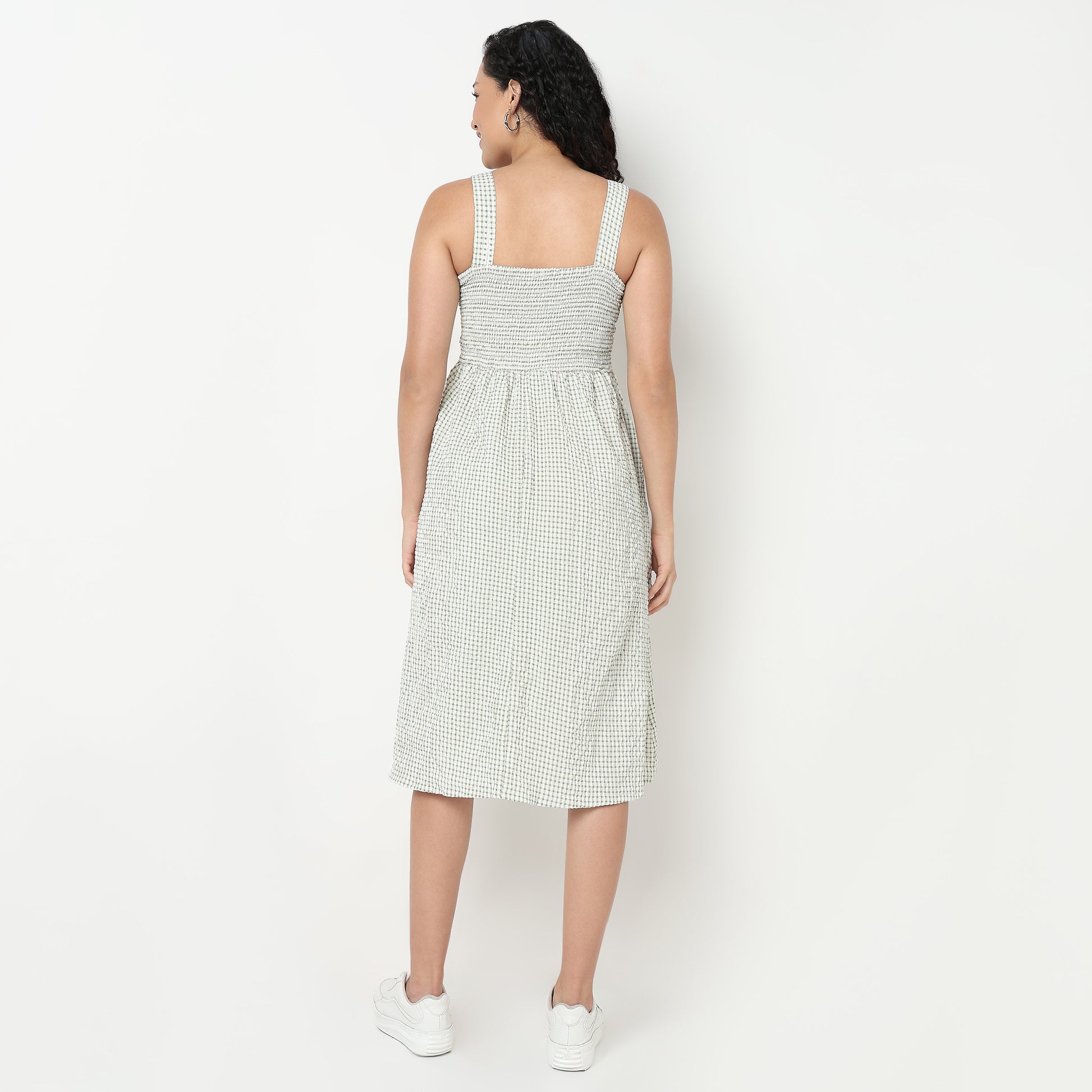 Buy Women Flare Fit Checkered Sleeveless Dress  - Style Union