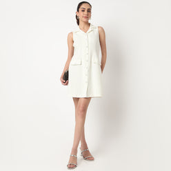 Polyester Cotton Spandex Knee Length Dress