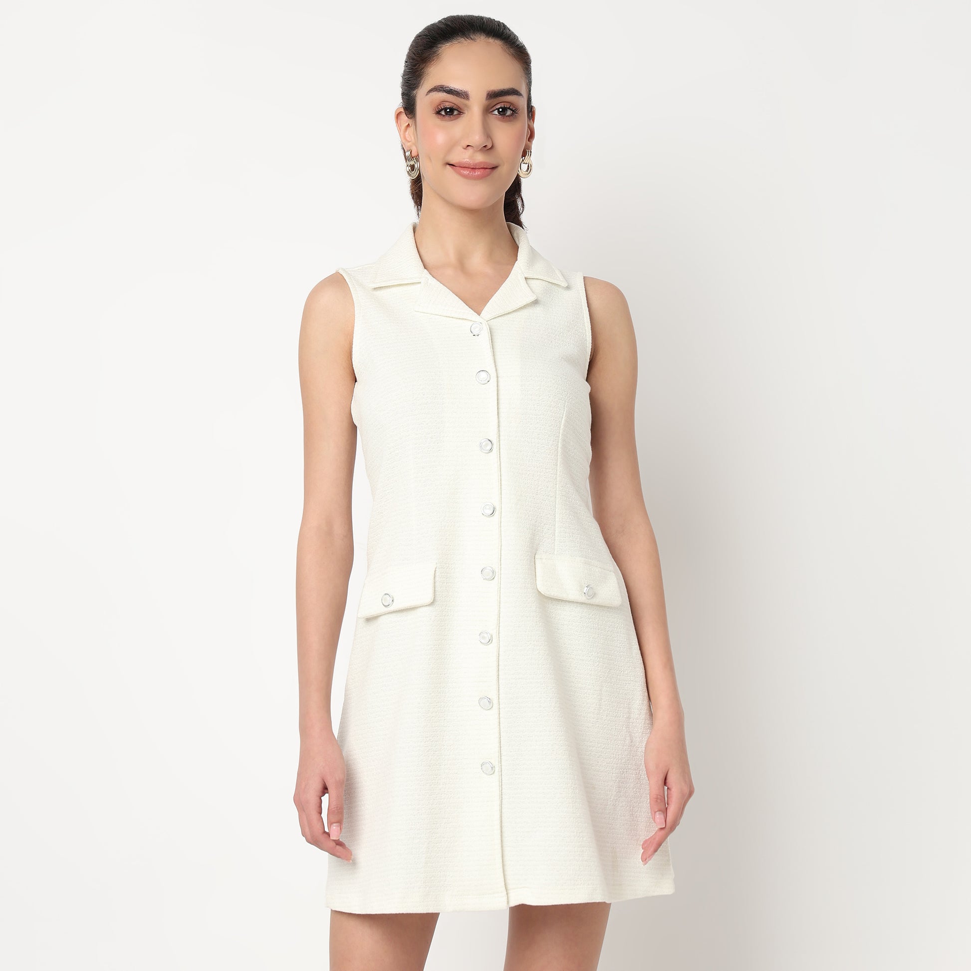 Polyester Cotton Spandex Knee Length Dress