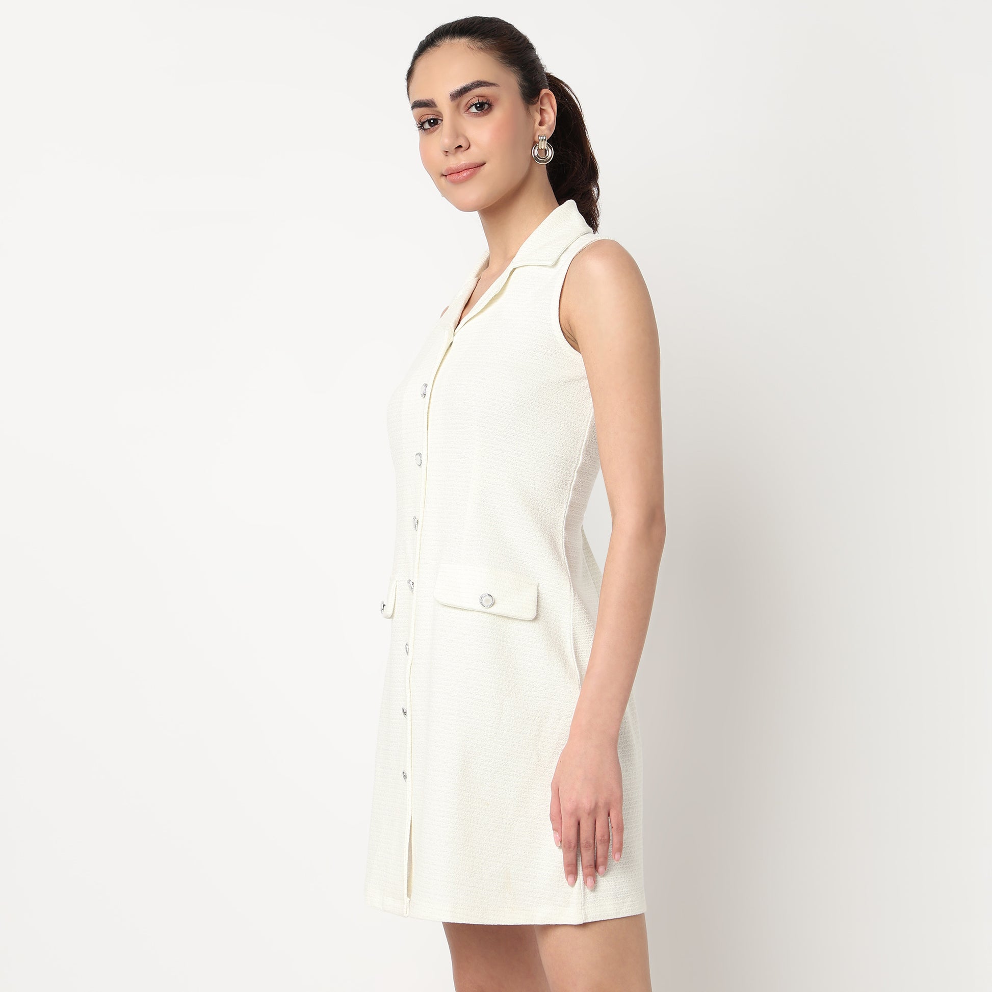 Polyester Cotton Spandex Knee Length Dress