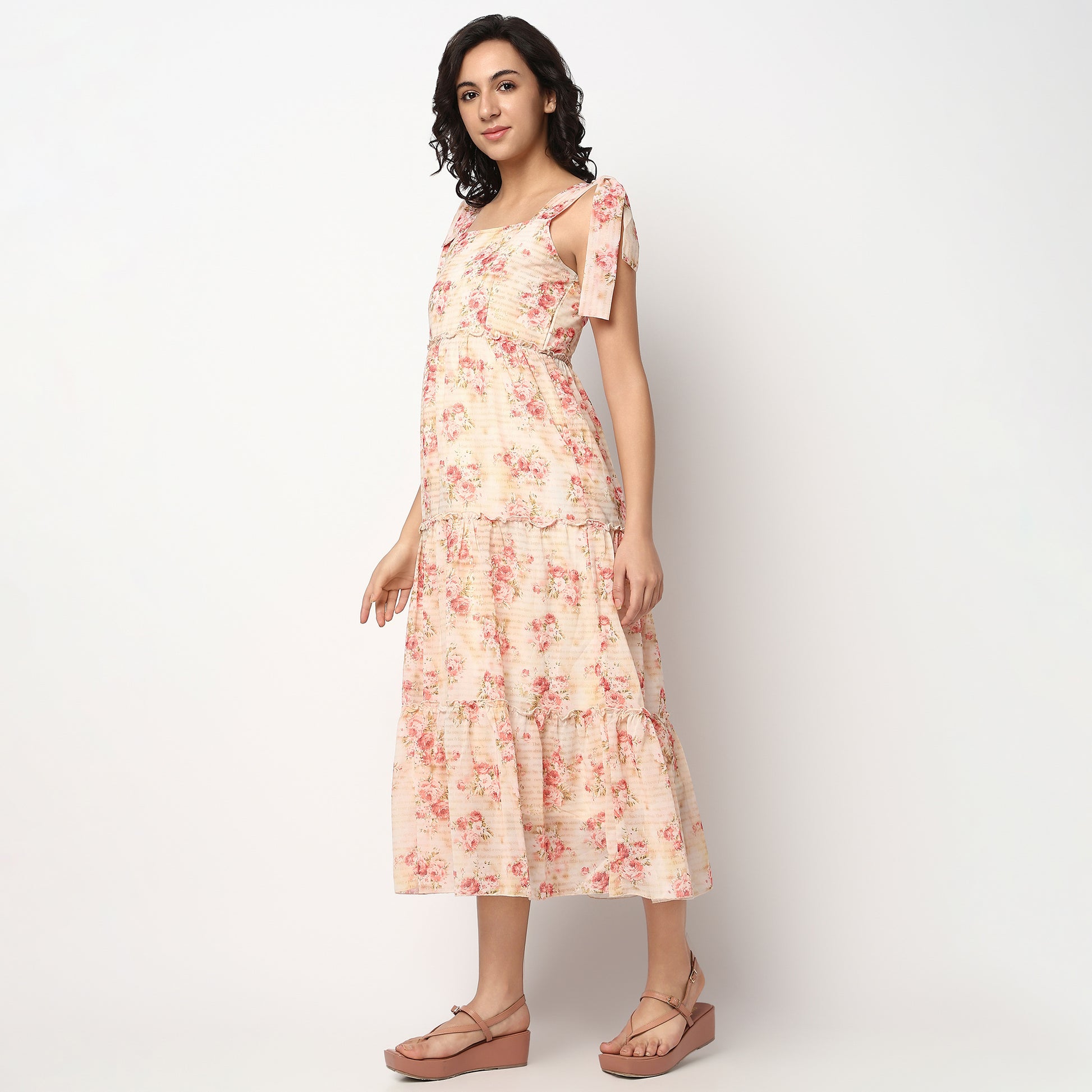 Buy Women Flare Fit Floral Sleeveless Dress  - Style Union