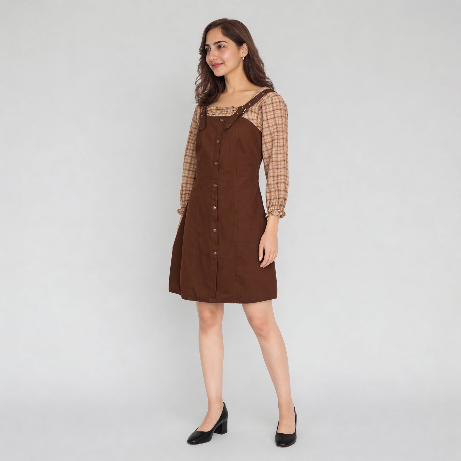 Cotton Solid Full Sleeve Dress