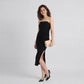 Square Neck Ruched Tube Dress With Detachable Straps