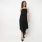 Silver Striped Dress With Rhinestone Strap