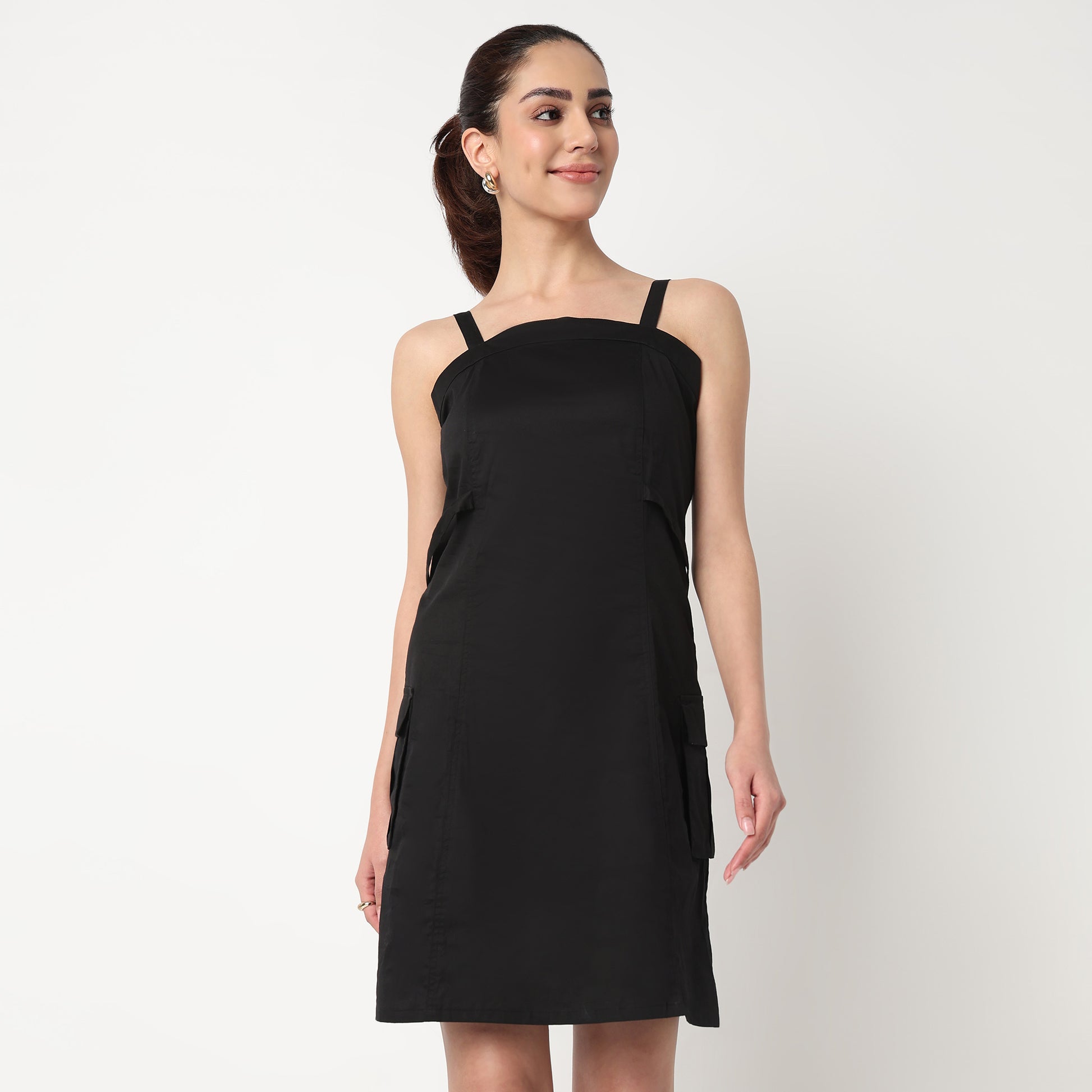 Strapy Utility Dress With Adjusters at Waist and Cargo Pockets