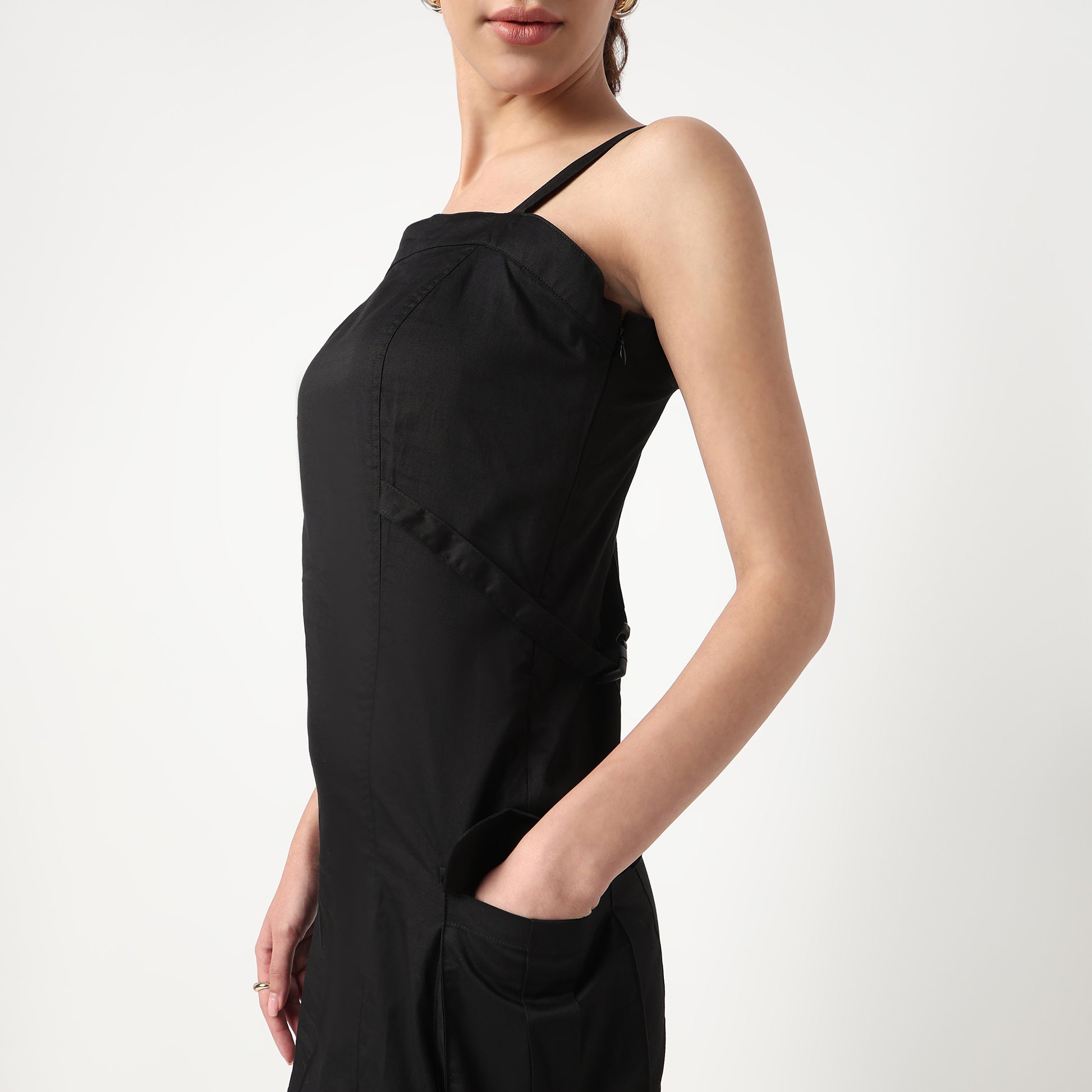 Strapy Utility Dress With Adjusters at Waist and Cargo Pockets