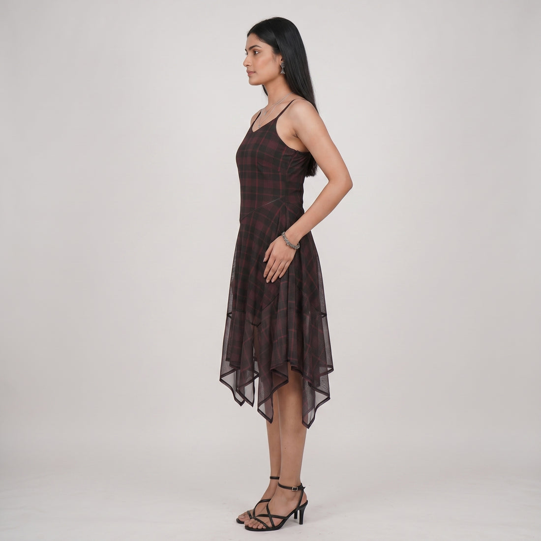Checkered V-Neck Stappy Dress