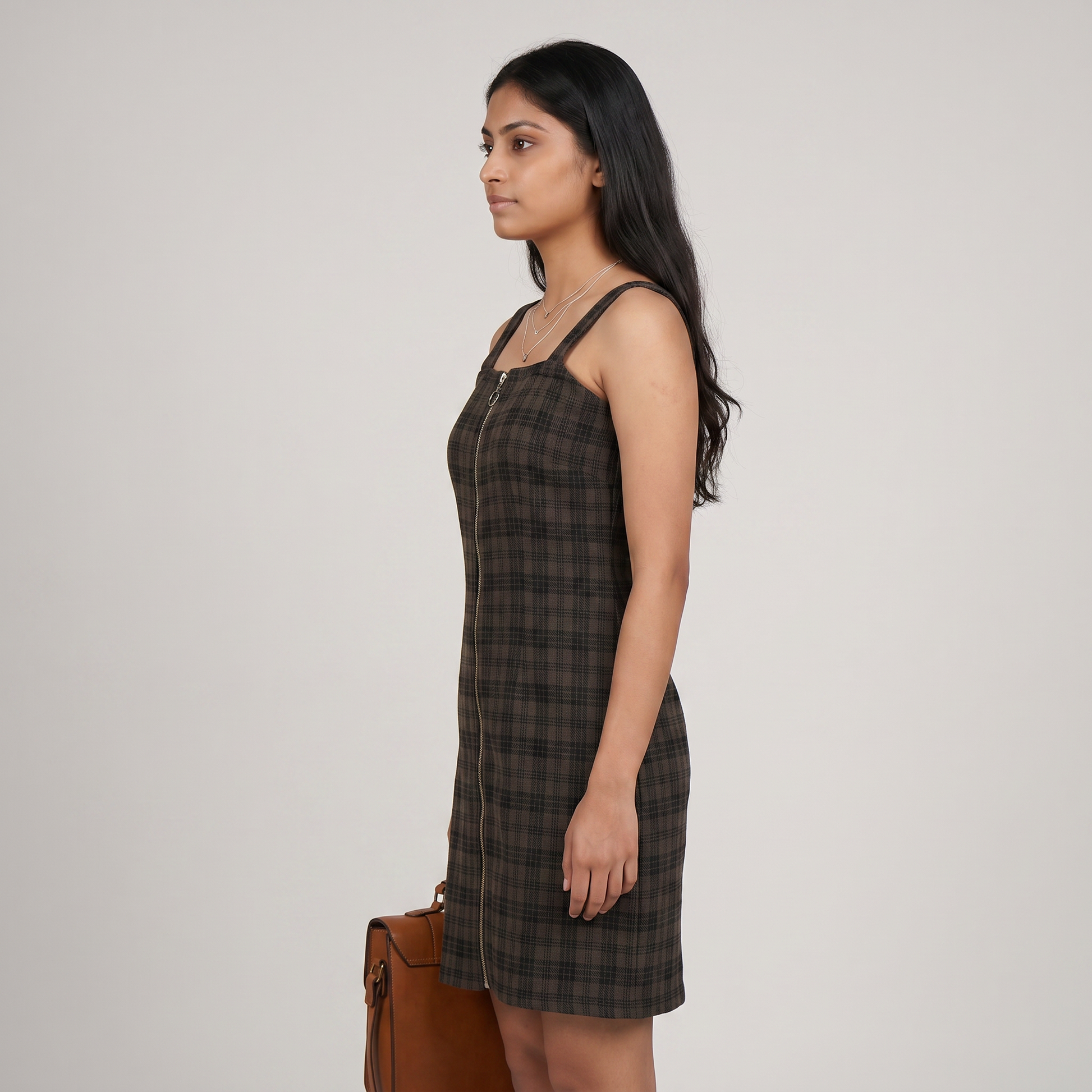 Checkered Slim Fit Dress